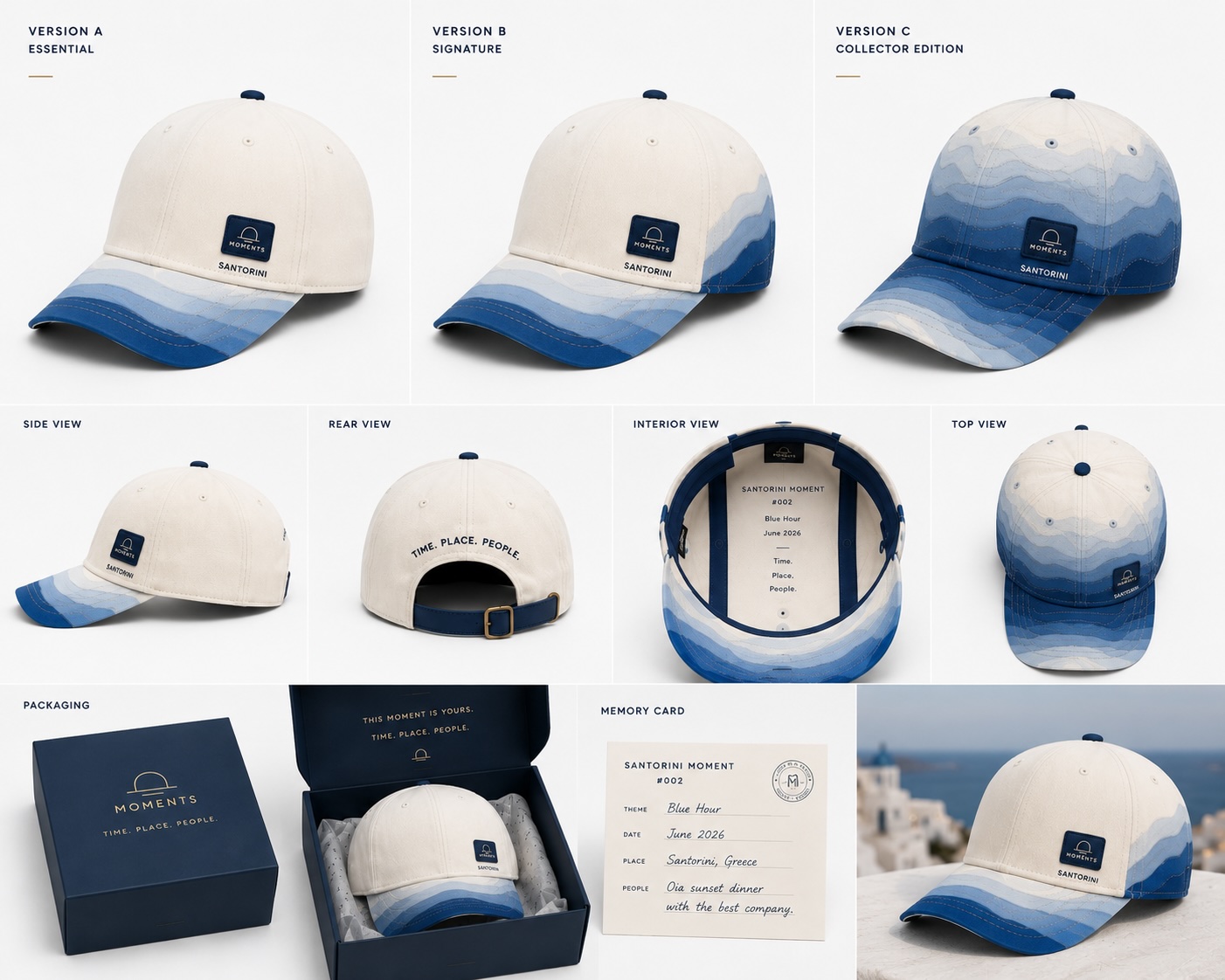 Santorini Moment cap product sheet